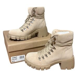 Steve Madden Beige Lace Up Boots